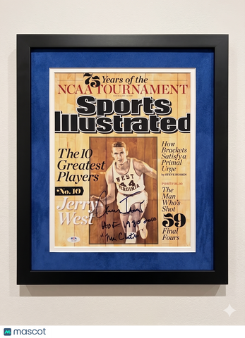 Jerry West West Virginia Mountaineers Signed 11x14 Custom Framed Photo PSA