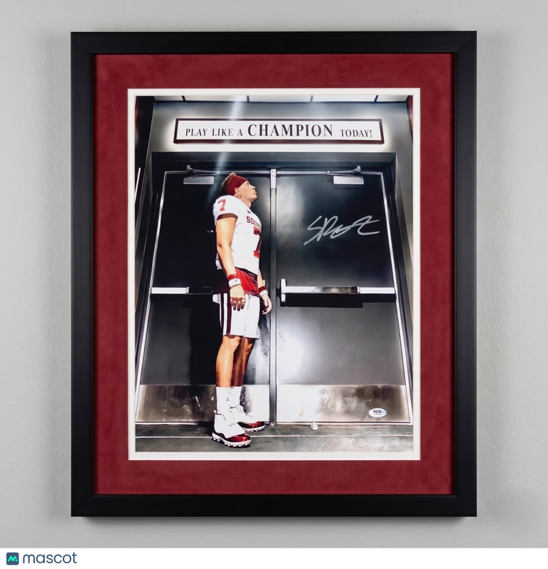 Spencer Rattler Signed Oklahoma Sooners 16x20 Custom Framed Photo PSA Auth