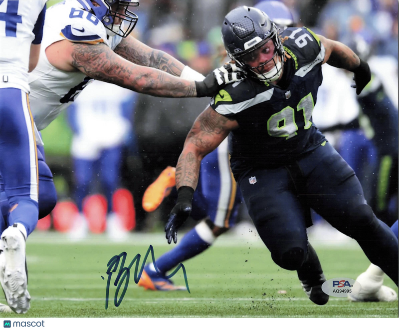 Byron Murphy II Signed Seattle Seahawks Football 8x10 Photo PSA Autographed