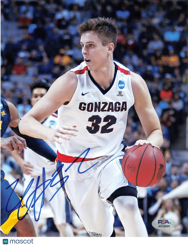 Zach Collins Gonzaga Bulldogs Signed Basketball 8x10 Photo PSA
