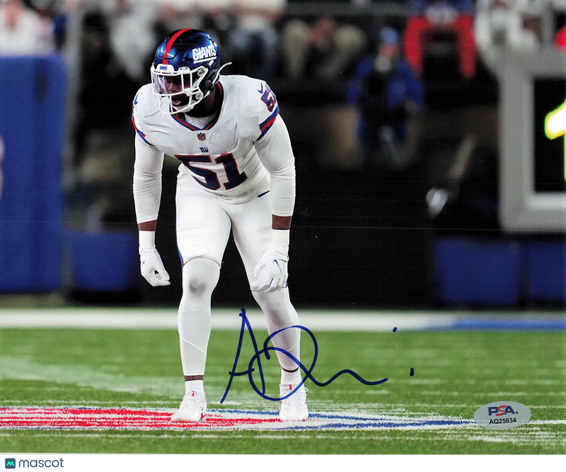 Azeez Ojulari New York Giants. Signed 8x10 Photo PSA