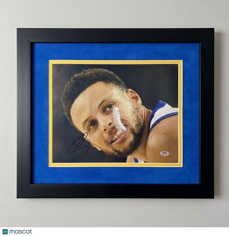 Stephen Curry Golden State Warriors Signed Photo Framed PSA Autographed 14x18