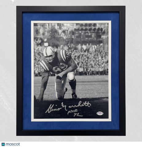 Gino Marchetti Signed Baltimore Colts Football 11x14 Custom Framed Photo PSA