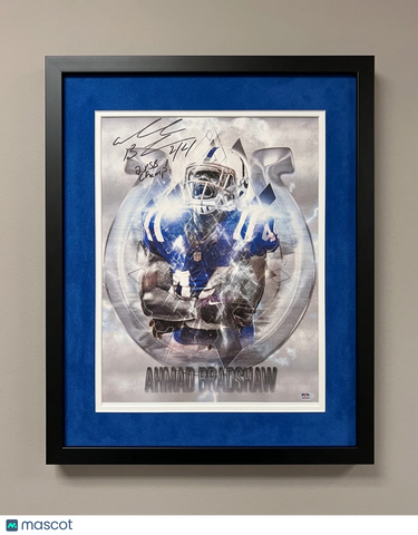 Ahmad Bradshaw Signed New York Giants Football 16x20 Framed Photo PSA
