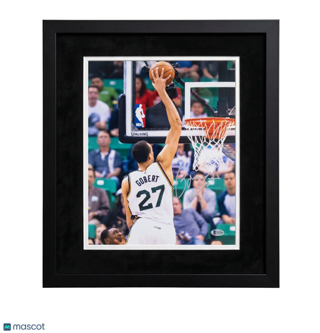 Rudy Gobert Utah Jazz Signed Basketball 11x14 Custom Framed Photo BAS