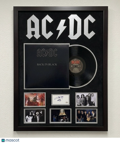 Angus Young Signed Cut Custom Framed Vinyl 34x26" PSA AC/DC