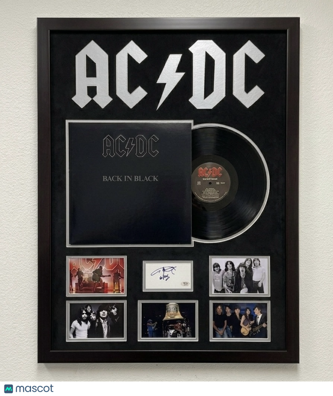 Angus Young Signed Cut Custom Framed Vinyl 34x26" PSA AC/DC