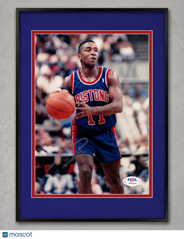 Isiah Thomas Detroit Pistons Signed Basketball 8x10 Custom Framed photo PSA