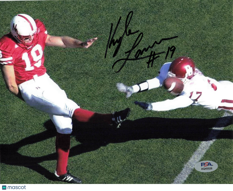 Kyle Larson Signed Nebraska Cornhuskers Football 8x10 Photo PSA Autographed
