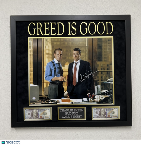 Charlie Sheen Signed Custom Framed Wall Street Photo PSA Auth