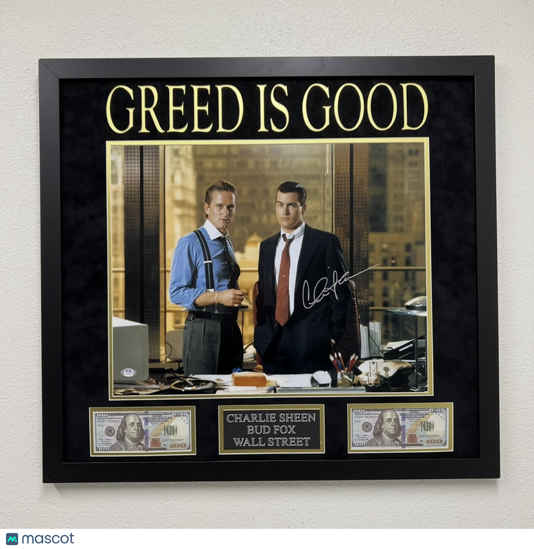 Charlie Sheen Signed Custom Framed Wall Street Photo PSA Auth
