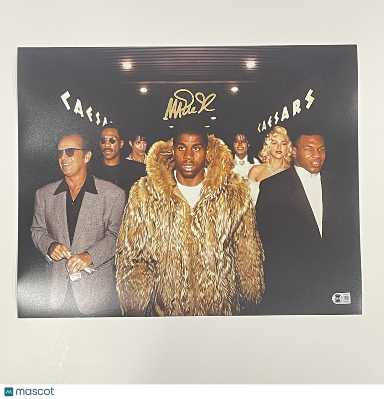 Magic Johnson Los Angeles Lakers Signed Basketball 16x20 Photo BAS