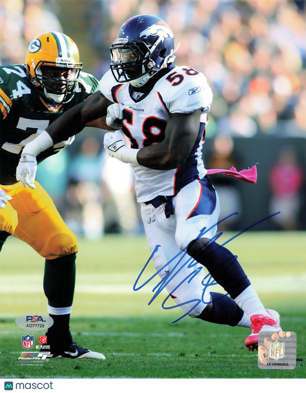 Von Miller Signed Denver Broncos Football 8x10 Photo PSA Autographed