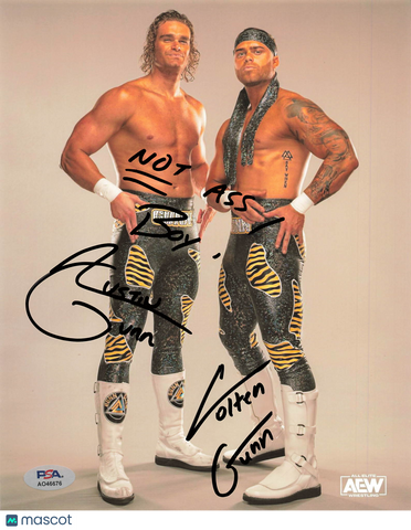 Colten Gunn and Austin Gunn Signed Wrestling 8x10 Photo PSA Autographed