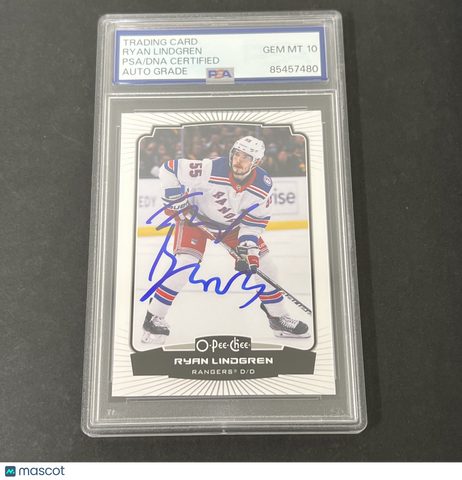 2022-23 O-Pee-Chee #350 Ryan Lindgren signed card PSA Auto 10