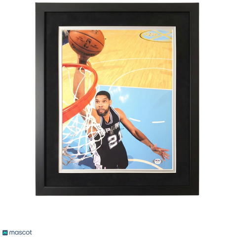 Tim Duncan San Antonio Spurs Signed Basketball 11x14 Custom Framed Photo PSA