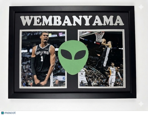 Victor Wembanyama Custom Framed "The Alien" Display Piece San Antonio Spurs