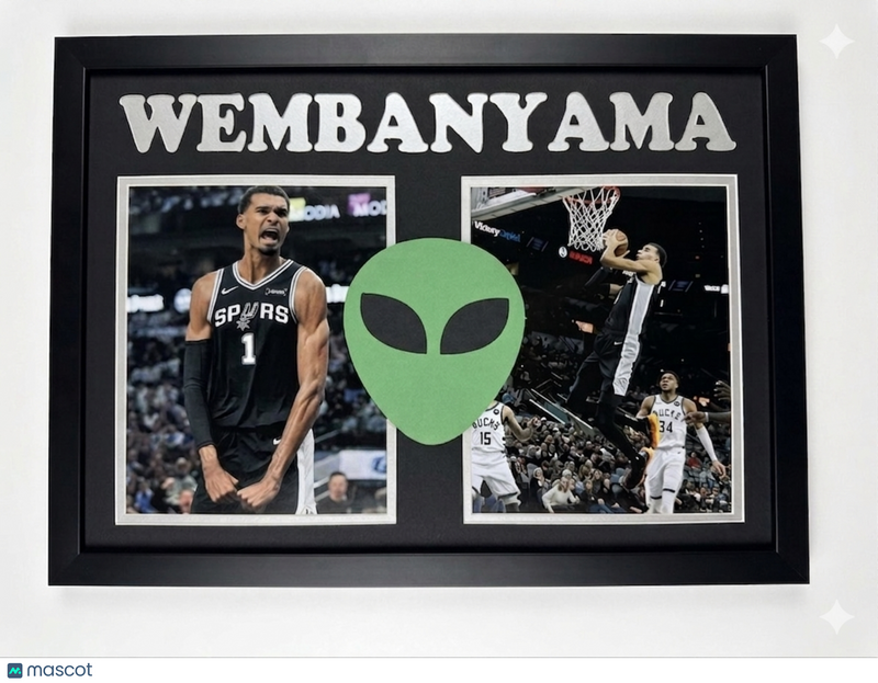 Victor Wembanyama Custom Framed "The Alien" Display Piece San Antonio Spurs