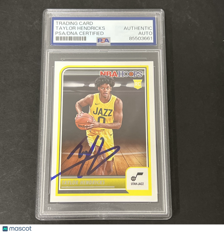 2023-24 Panini Hoops Basketball #236 Taylor Hendricks signed card PSA