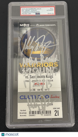 Klay Thompson Signed Basketball Ticket PSA Autographed Warriors