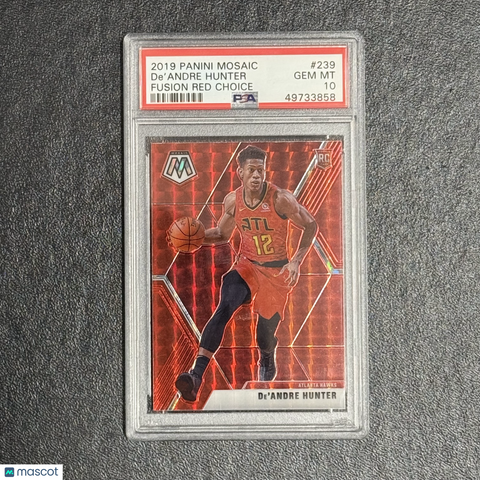 2019 Panini Mosaic Fusion Red #239 37/88 De'andre Hunter Signed Card PSA 10