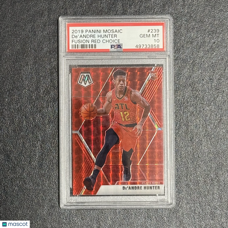 2019 Panini Mosaic Fusion Red #239 37/88 De'andre Hunter Signed Card PSA 10