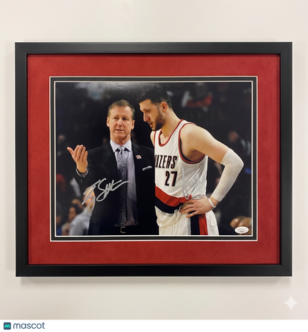 Jusuf Nurkic and Terry Stotts Portland Trail Blazers Signed 11x14 Photo BAS