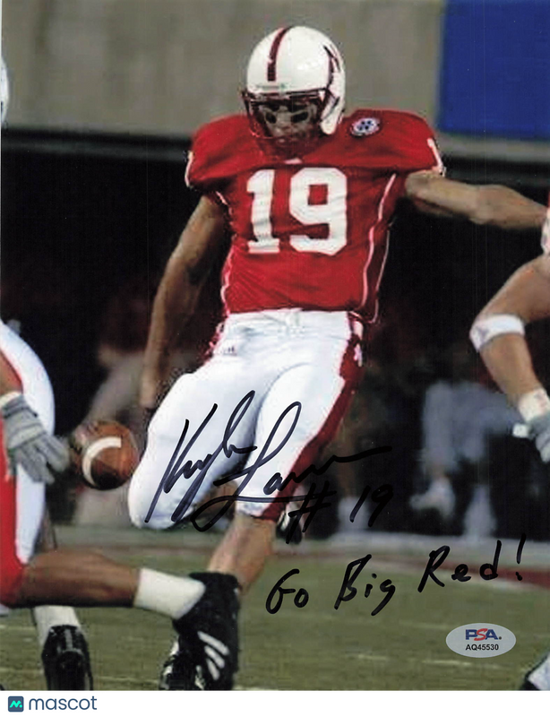 Kyle Larson Signed Nebraska Cornhuskers Football 8x10 Photo PSA Autographed