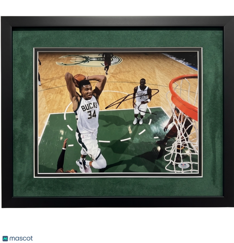 Giannis Antetokounmpo Milwaukee Bucks Signed 11x14 Custom Framed Photo PSA