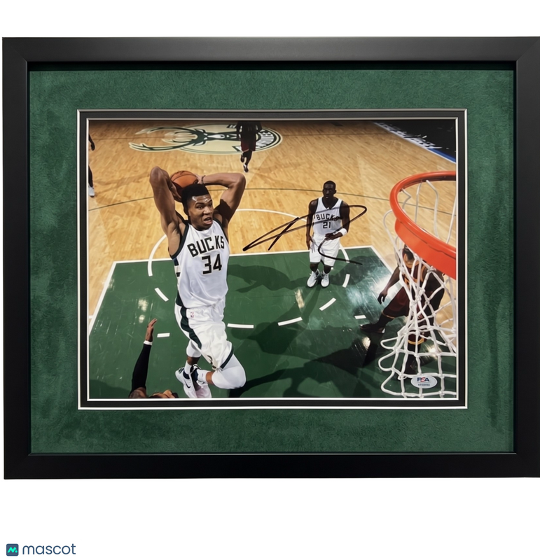Giannis Antetokounmpo Milwaukee Bucks Signed 11x14 Custom Framed Photo PSA