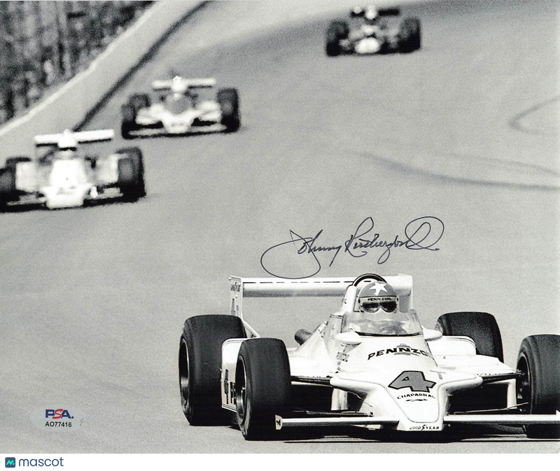 Johnny Rutherford Signed 8x10 photo PSA Auto Racing