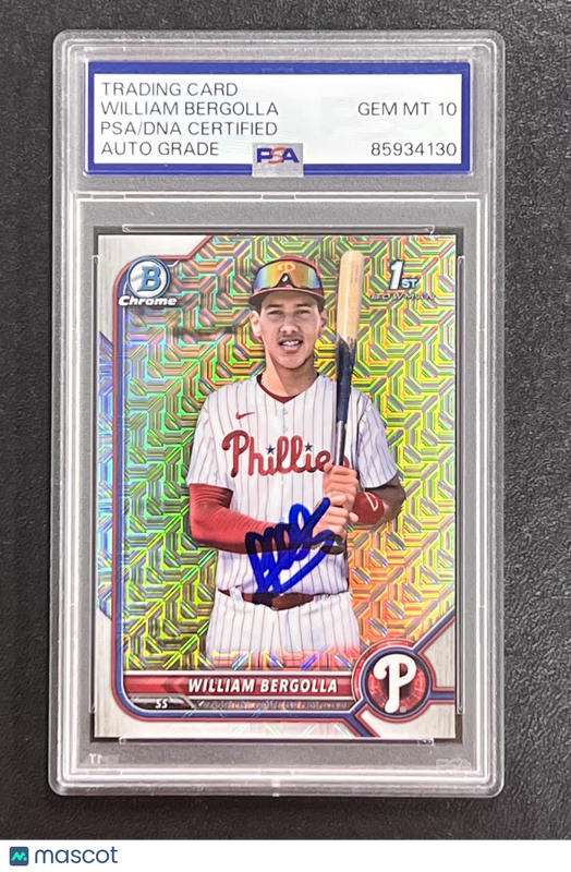 2022 Topps Bowman Chrome Prospects #BCP-159 William Bergolla Signed Card Auto 10