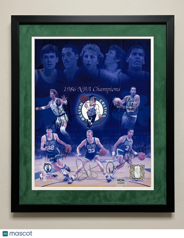 Larry Bird D. Johnson K. McHale R. Parish B. Walton Signed 8x10 Framed Photo PSA
