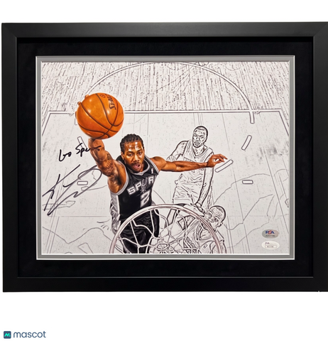 Kawhi Leonard San Antonio Spurs Signed Basketball 11x14 Custom Framed Photo PSA