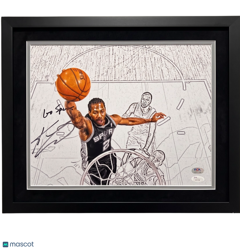 Kawhi Leonard San Antonio Spurs Signed Basketball 11x14 Custom Framed Photo PSA