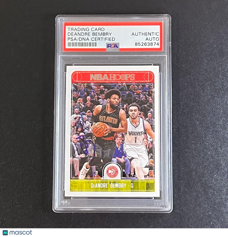 2017-18 NBA Hoops #64 Deandre Bembry Signed Card AUTO PSA Slabbed Hawks