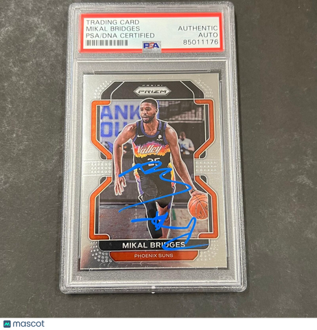 2021-22 Panini Prizm #27 Mikal Bridges Signed Card AUTO PSA Slabbed Suns