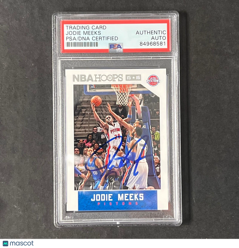 2015-16 NBA Hoops #153 Jodie Meeks Signed Card AUTO PSA Slabbed Pistons