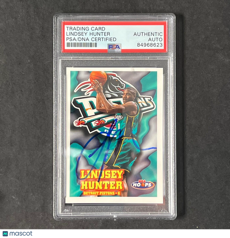1997-98 Skybox NBA Hoops #49 Lindsey Hunter Signed Card AUTO PSA Slabbed Pistons