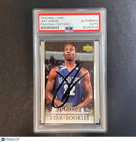 2007-08 Upper Deck First Edition #205 Jeff Green RC Signed Card AUTO PSA/DNA Sla