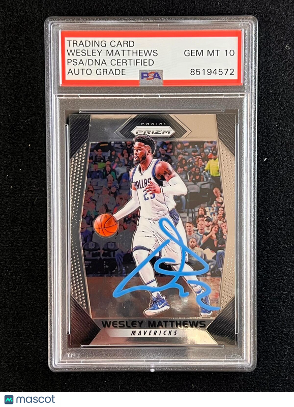 2017-18 Panini Prizm #95 Wesley Matthews Signed Card AUTO 10 PSA Slabbed Maveric