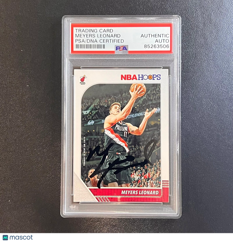 2019-20 Panini Hoops #161 Meyers Leonard Signed Card AUTO PSA Slabbed Heat