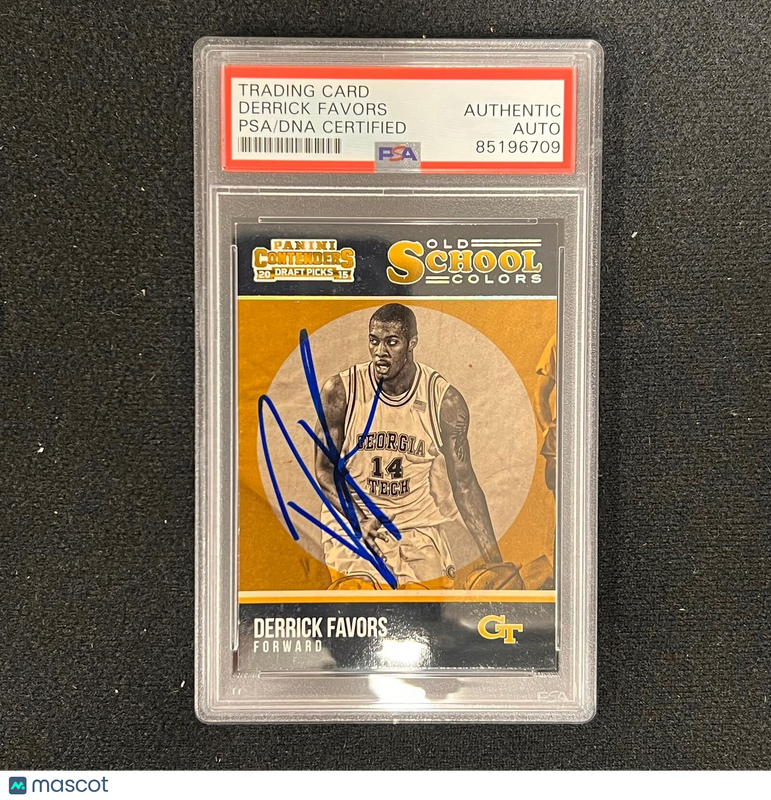 2015-16 Contenders Draft Picks #45 Derrick Favors Signed Card AUTO PSA Slabbed