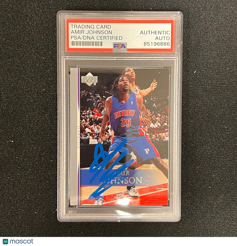 2007-08 Upper Deck #126 Amir Johnson Signed Card AUTO PSA Slab Pistons