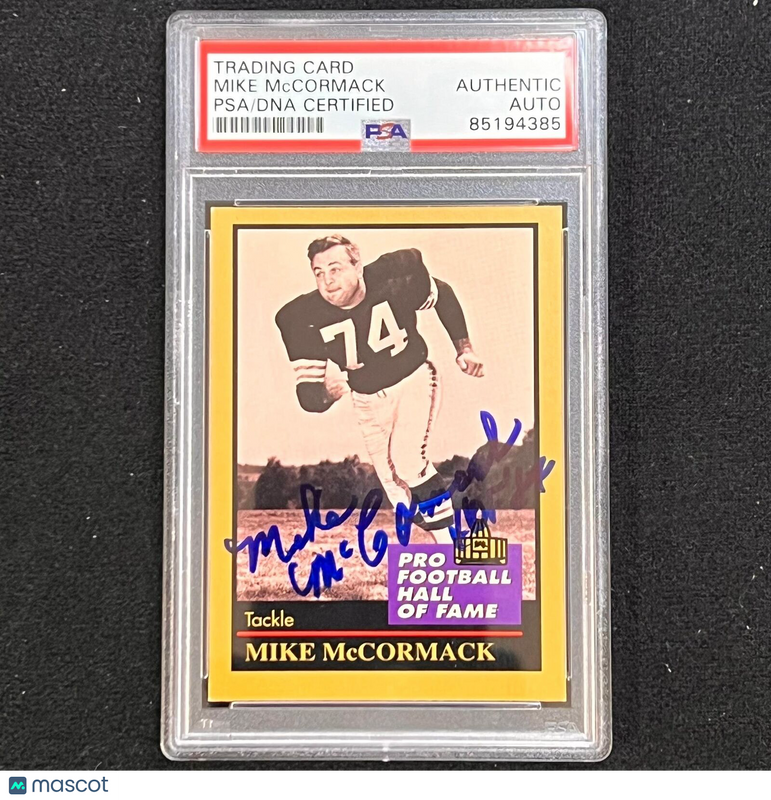 1991 Enor Pro Football Hall of Fame #96 Mike McCormack Signed Card PSA/DNA Slabb
