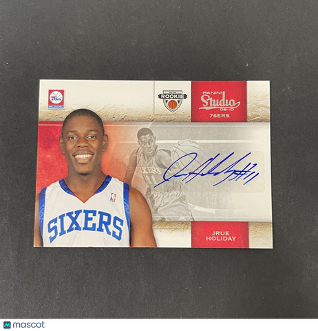 2010 Panini Studio #142 Jrue Holiday 144/199 signed card