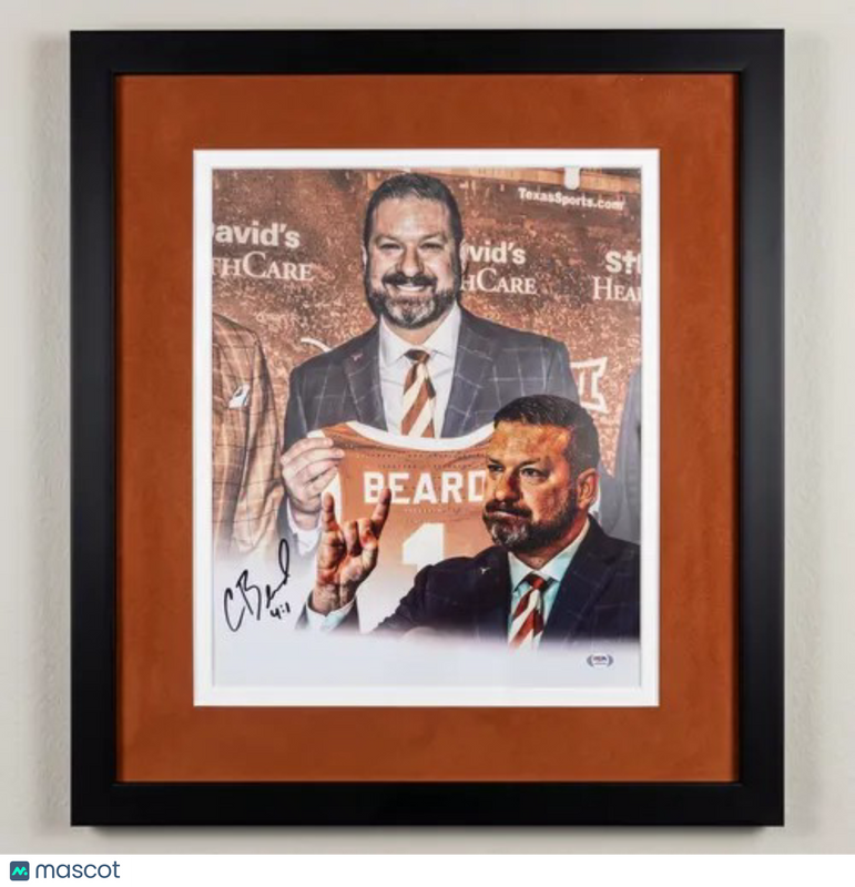 Chris Beard Texas Longhorns Signed Basketball 16x20 Custom Framed Photo PSA