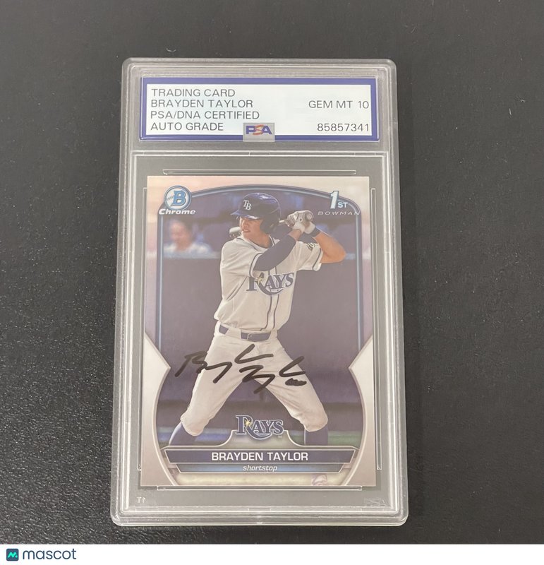 2023 Topps Bowman #BDC-60 Brayden Taylor Signed Card Auto 10 PSA Slabbed TB Rays