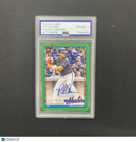 2026 Topps Series 75th Ann. Green 70/99 Pete Alonso Signed Card Auto 10 PSA Mets