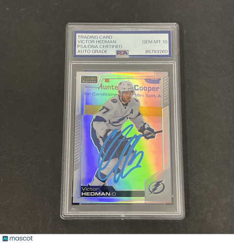 Victor Hedman 2020-21 U.D. O-Pee-Chee Platinum #22 Signed Card PSA Auto 10